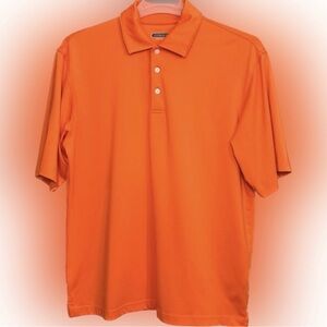 🍄Bright Orange Golf Collared Polo Cypress Club Performance Shirt Casual Med